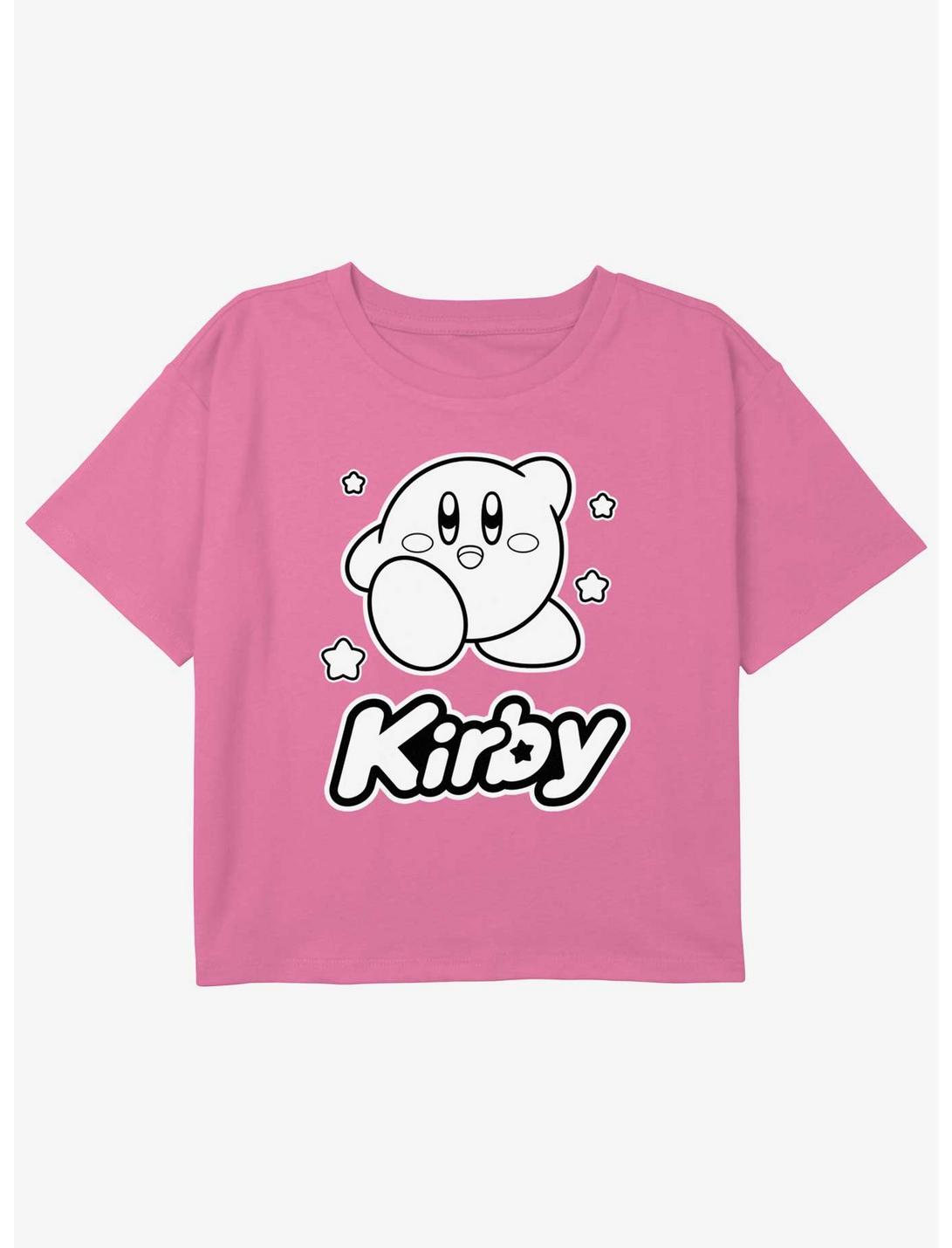 Kirby Monochrome Kirby Girls Youth Crop T-Shirt, PINK, hi-res