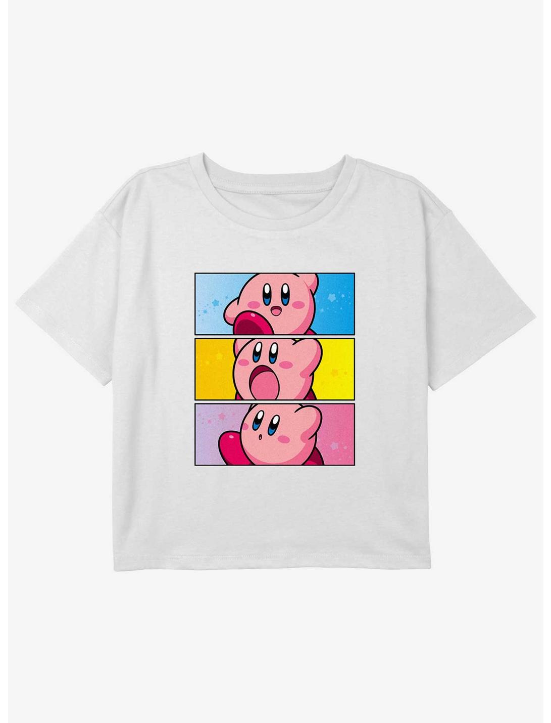 Kirby Panel Stack Girls Youth Crop T-Shirt, WHITE, hi-res