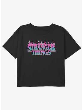 Stranger Things Neon Flame Logo Girls Youth Crop T-Shirt, , hi-res