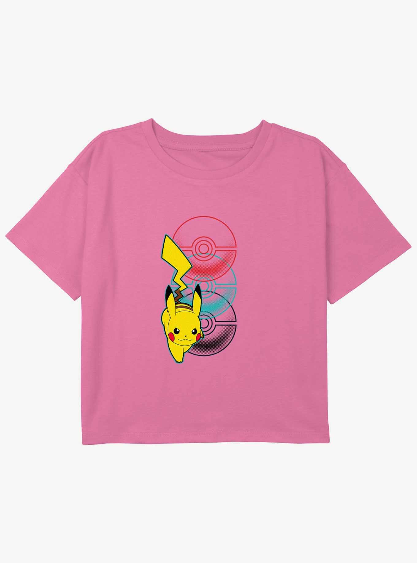 Pokemon Pikachu Bounce Girls Youth Crop T-Shirt, PINK, hi-res