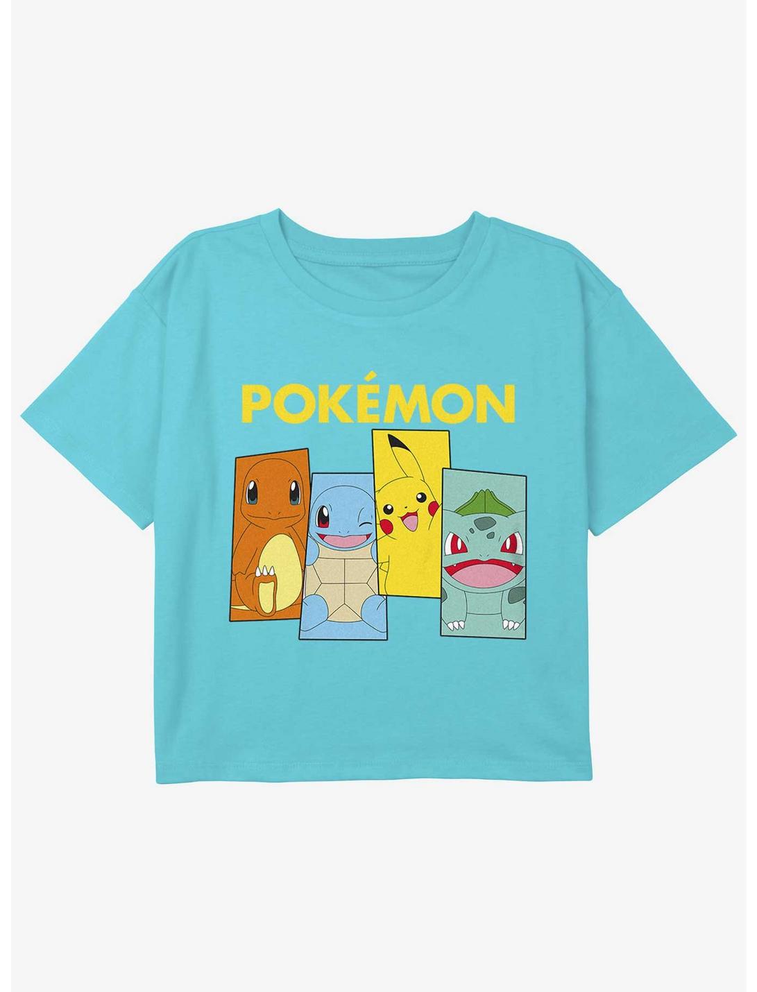 Pokemon Team Kanto Girls Youth Crop T-Shirt, BLUE, hi-res