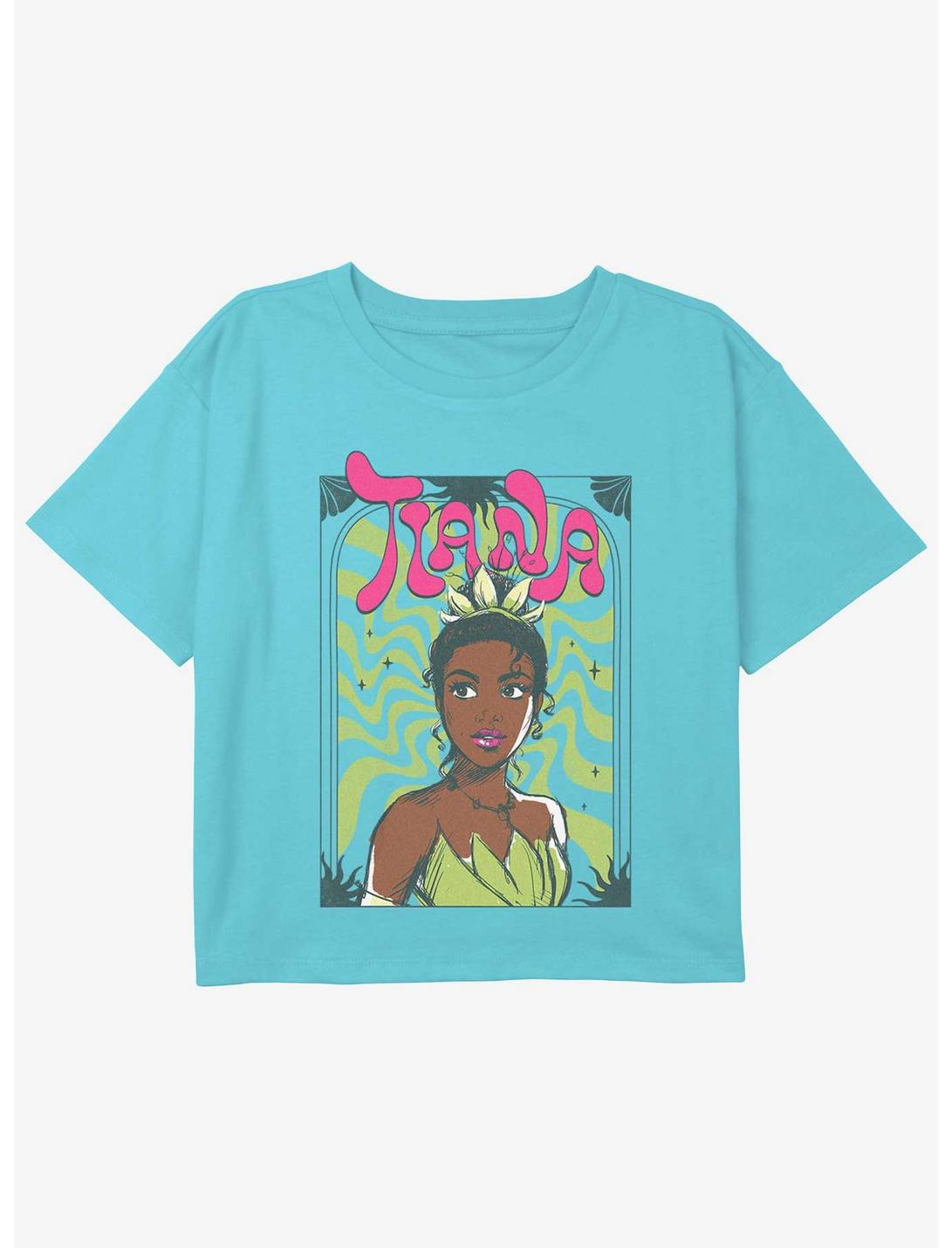 Disney The Princess and the Frog Groovy Tiana Girls Youth Crop T-Shirt, BLUE, hi-res