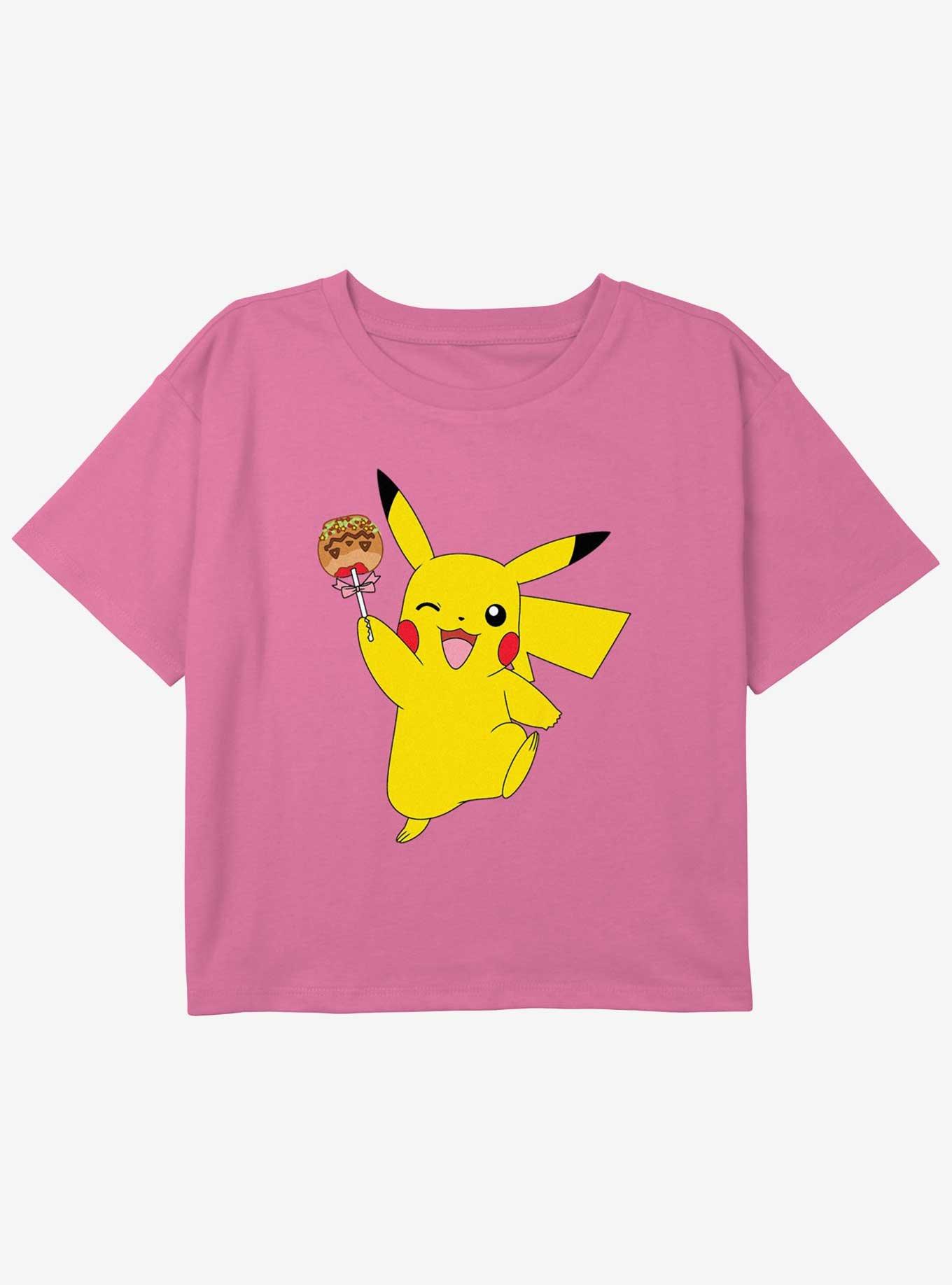 Pokemon Caramel Apple Pikachu Girls Youth Crop T-Shirt, PINK, hi-res