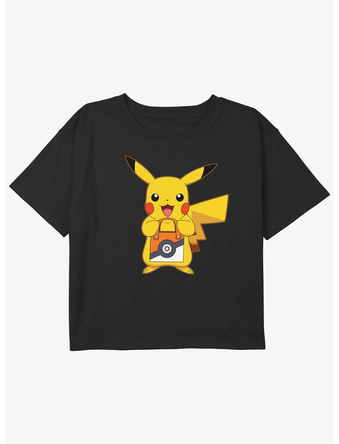 Pokemon Pikachu Treat Girls Youth Crop T-Shirt, BLACK, hi-res