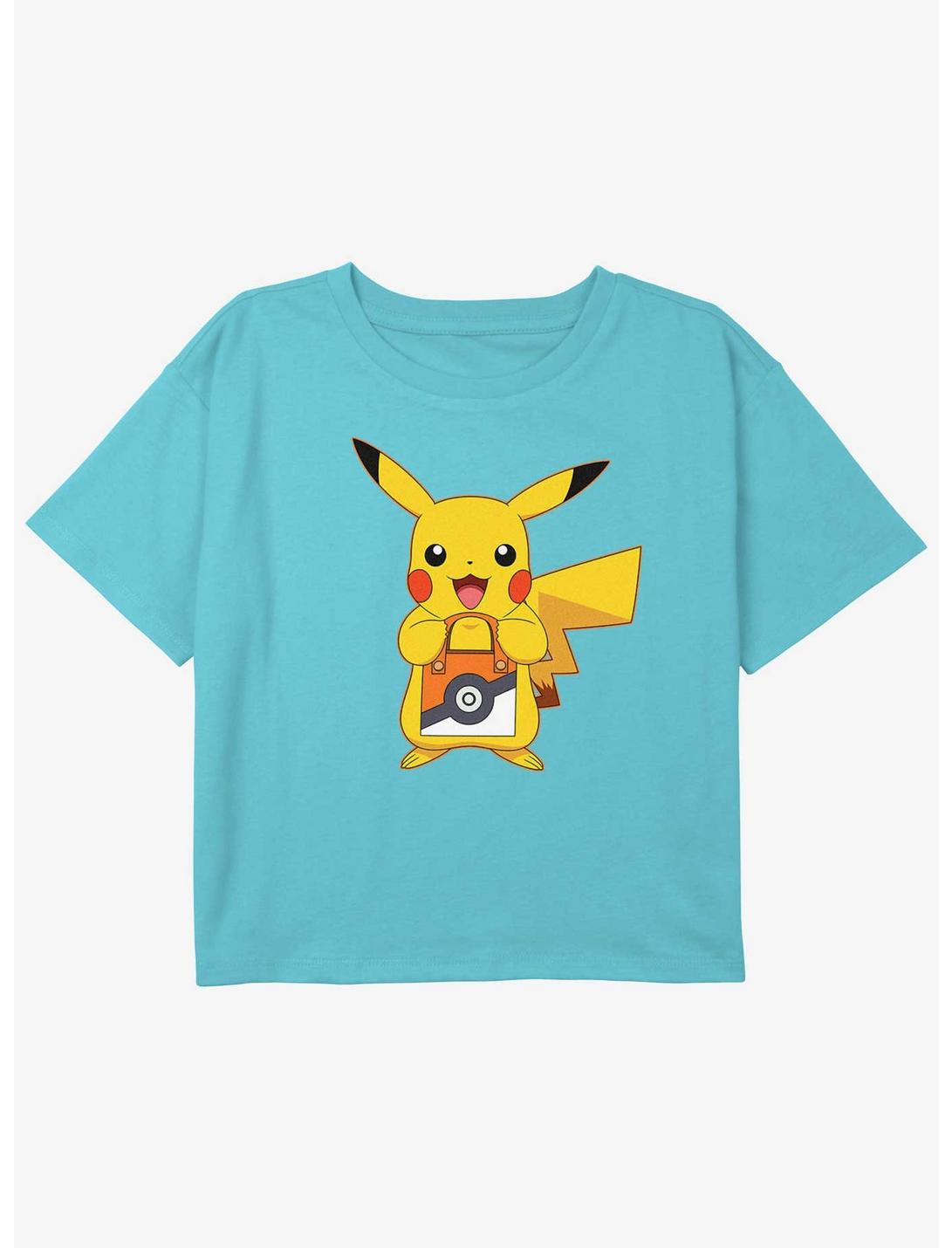 Pokemon Pikachu Treat Girls Youth Crop T-Shirt, BLUE, hi-res
