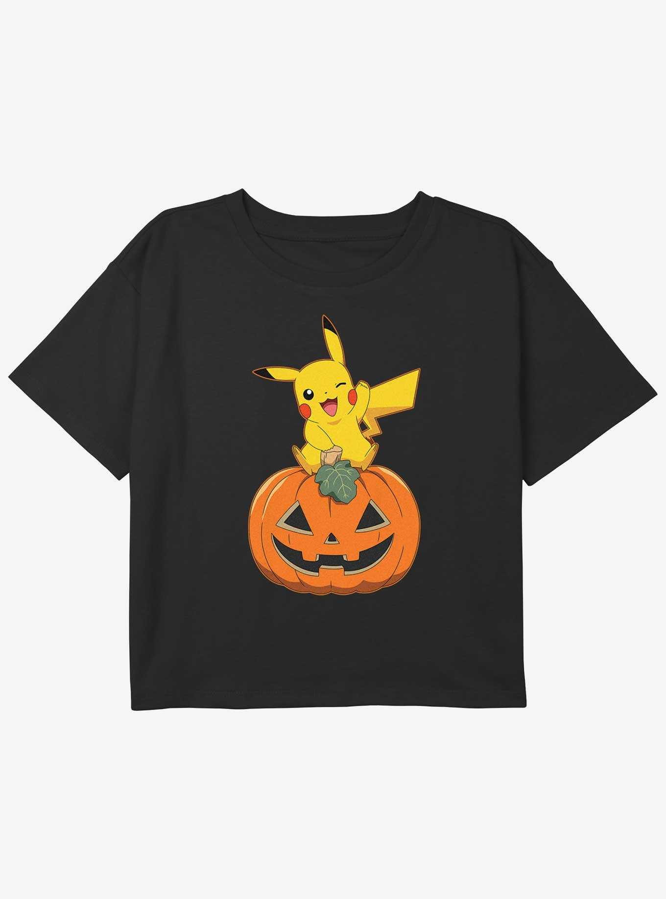 Pokemon Pikachu Pumpkin Girls Youth Crop T-Shirt, , hi-res