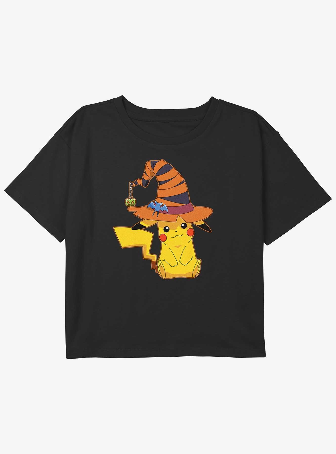 Pokemon Pikachu Witch Girls Youth Crop T-Shirt, BLACK, hi-res