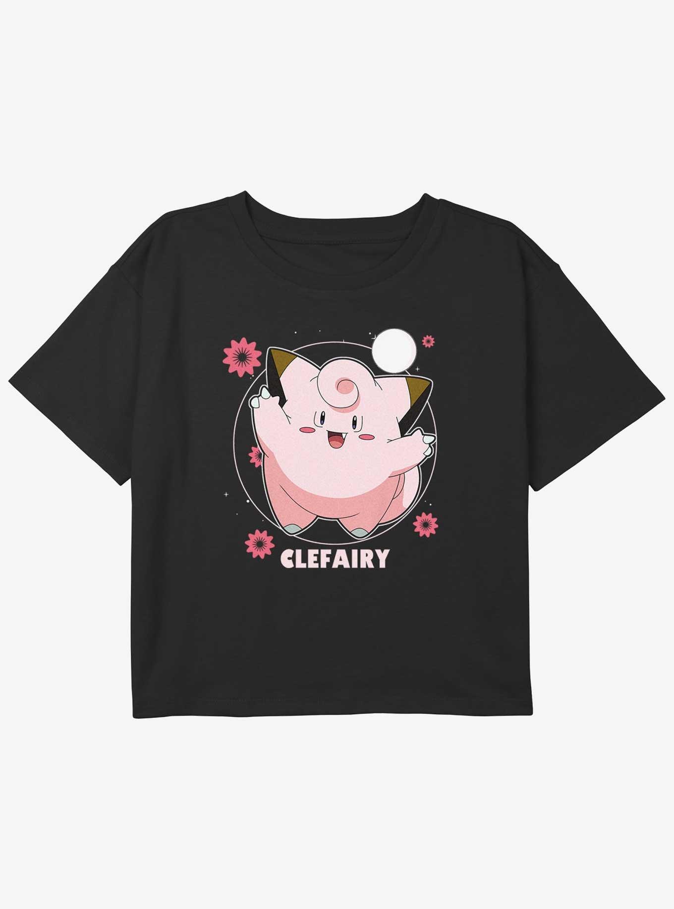 Pokemon Clefairy Fairy Dance Girls Youth Crop T-Shirt, BLACK, hi-res