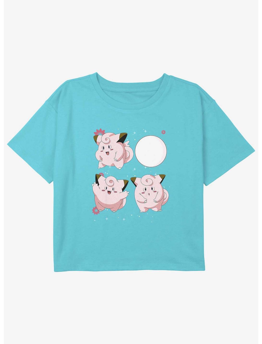 Pokemon Clefairy Girls Youth Crop T-Shirt, BLUE, hi-res