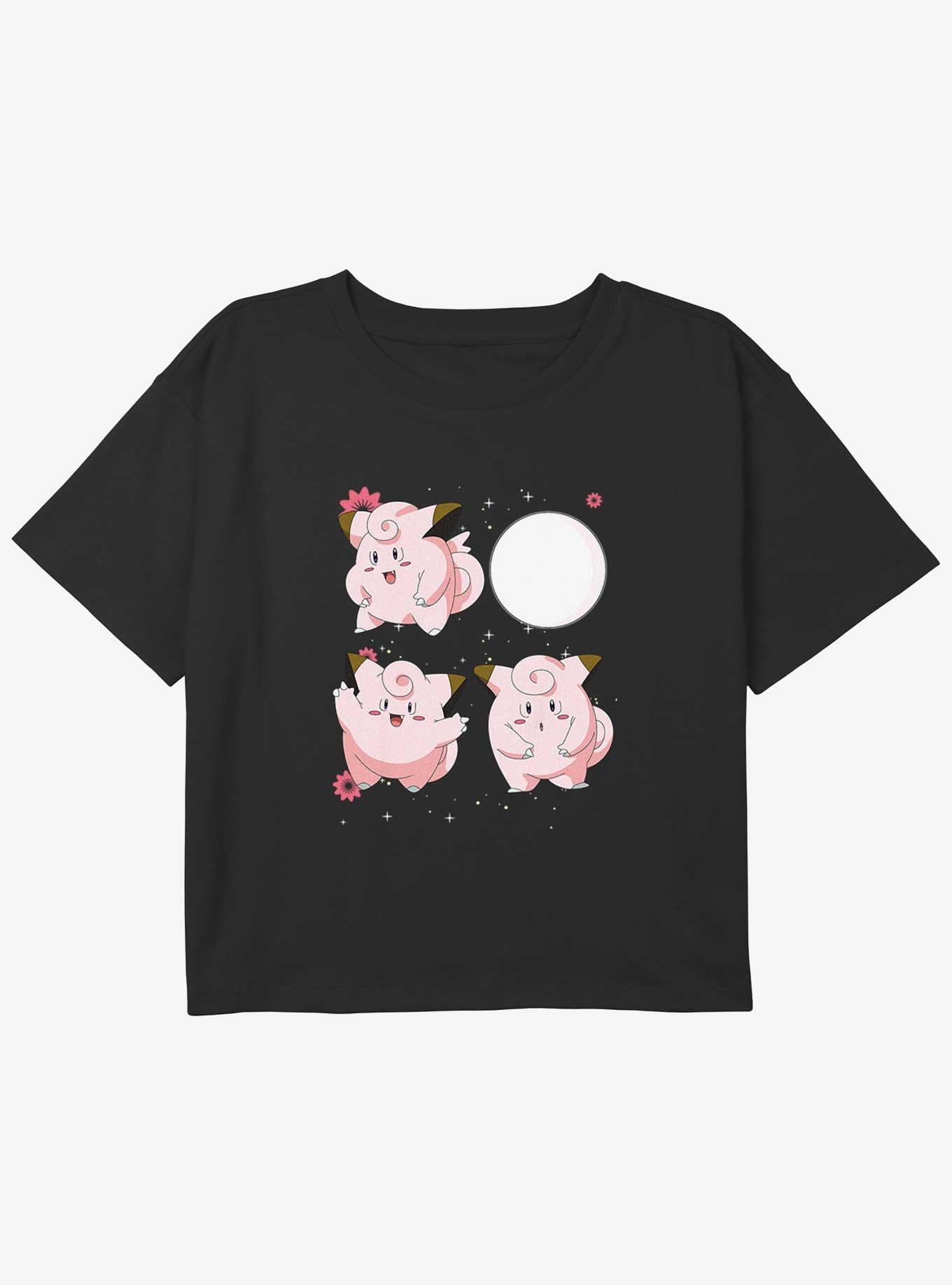 Pokemon Clefairy Girls Youth Crop T-Shirt, BLACK, hi-res