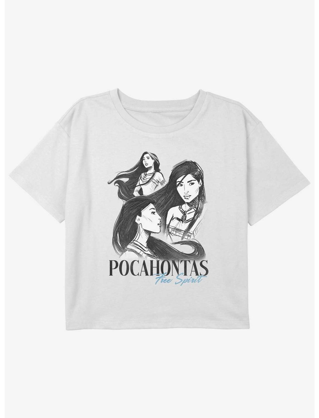 Disney Pocahontas Photo Collage Girls Youth Crop T-Shirt, WHITE, hi-res