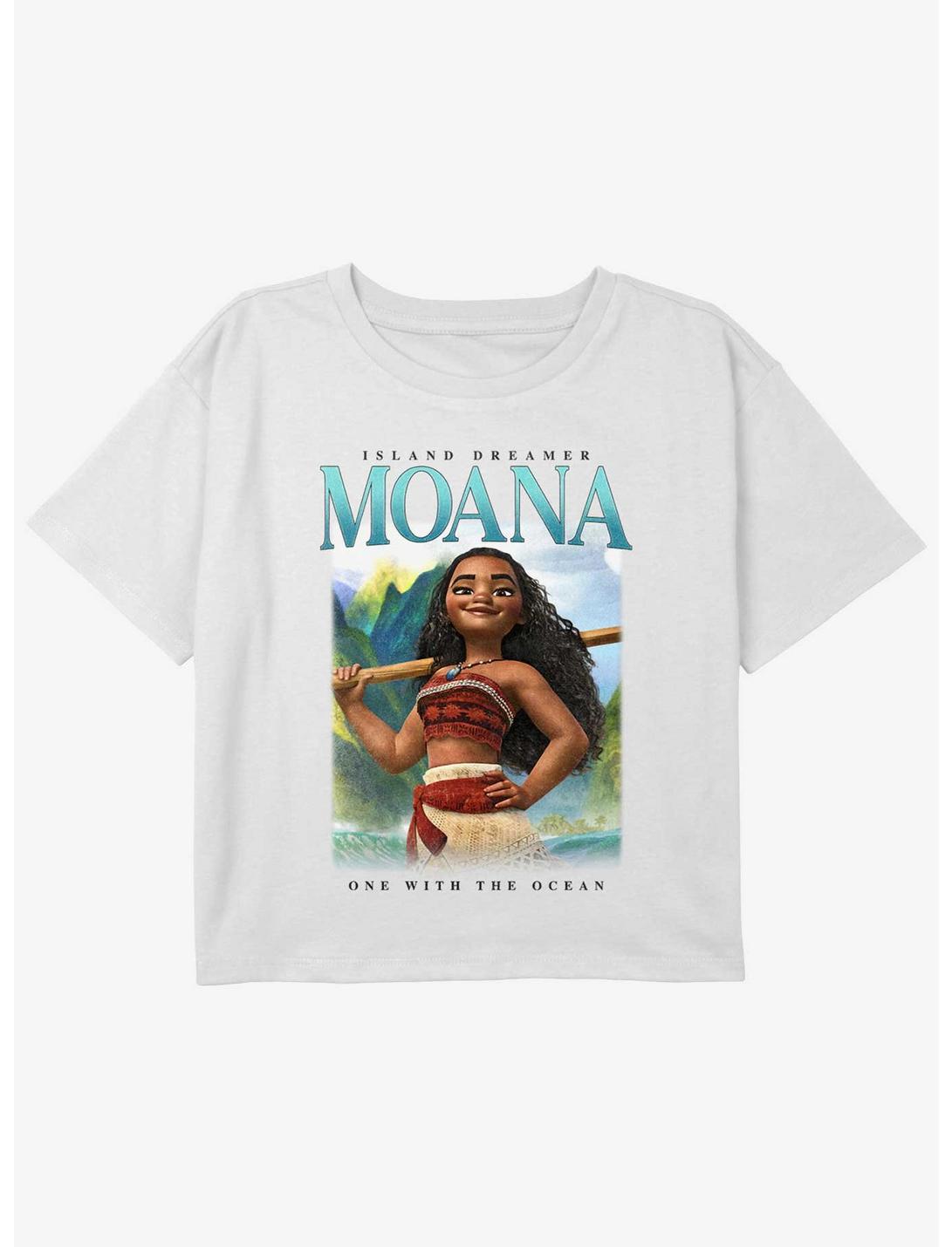 Disney Moana One With The Ocean Poster Girls Youth Crop T-Shirt, WHITE, hi-res