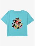 Disney Snow White and the Seven Dwarfs Floral Princess Girls Youth Crop T-Shirt, BLUE, hi-res