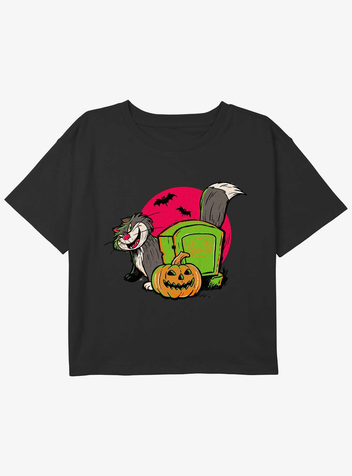 Disney100 Cat Lucifer Halloween Girls Youth Crop T-Shirt, , hi-res