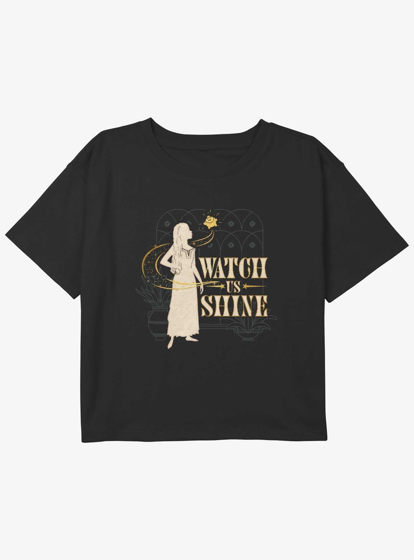 Disney Wish Watch Us Shine Girls Youth Crop T-Shirt, BLACK, hi-res