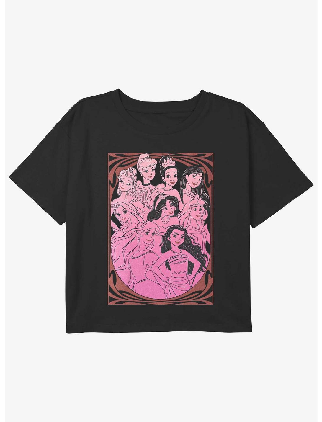 Disney Princesses Sophisticated Princess Girls Youth Crop T-Shirt, BLACK, hi-res