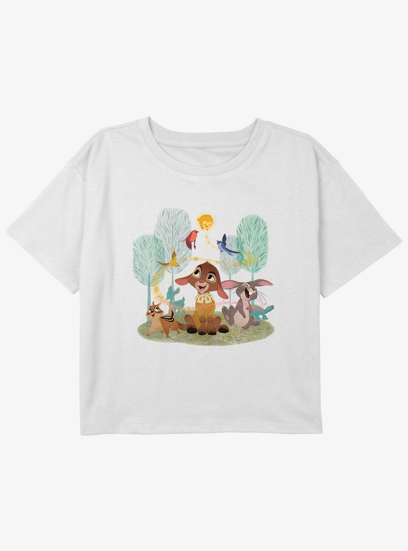 Disney Wish Star And Friends Girls Youth Crop T-Shirt, WHITE, hi-res