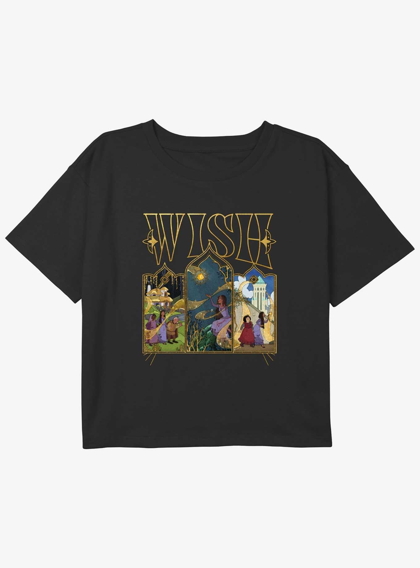 Disney Wish Triptych And Glass Girls Youth Crop T-Shirt, , hi-res