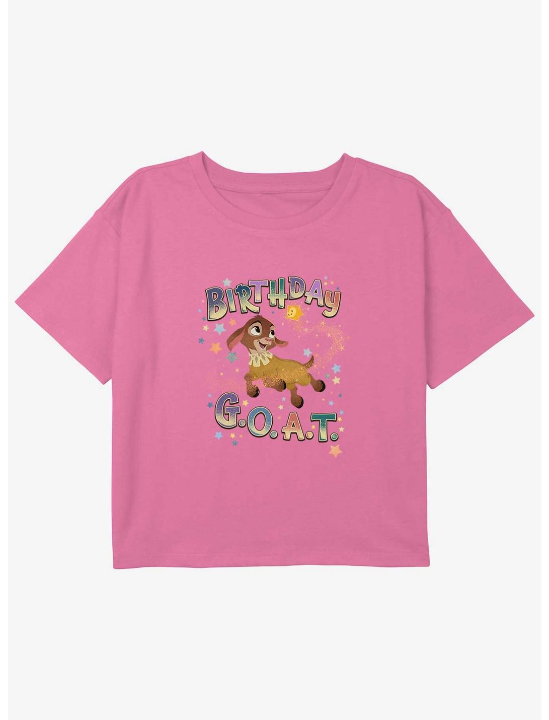 Disney Wish Valentino Birthday Goat Girls Youth Crop T-Shirt, PINK, hi-res
