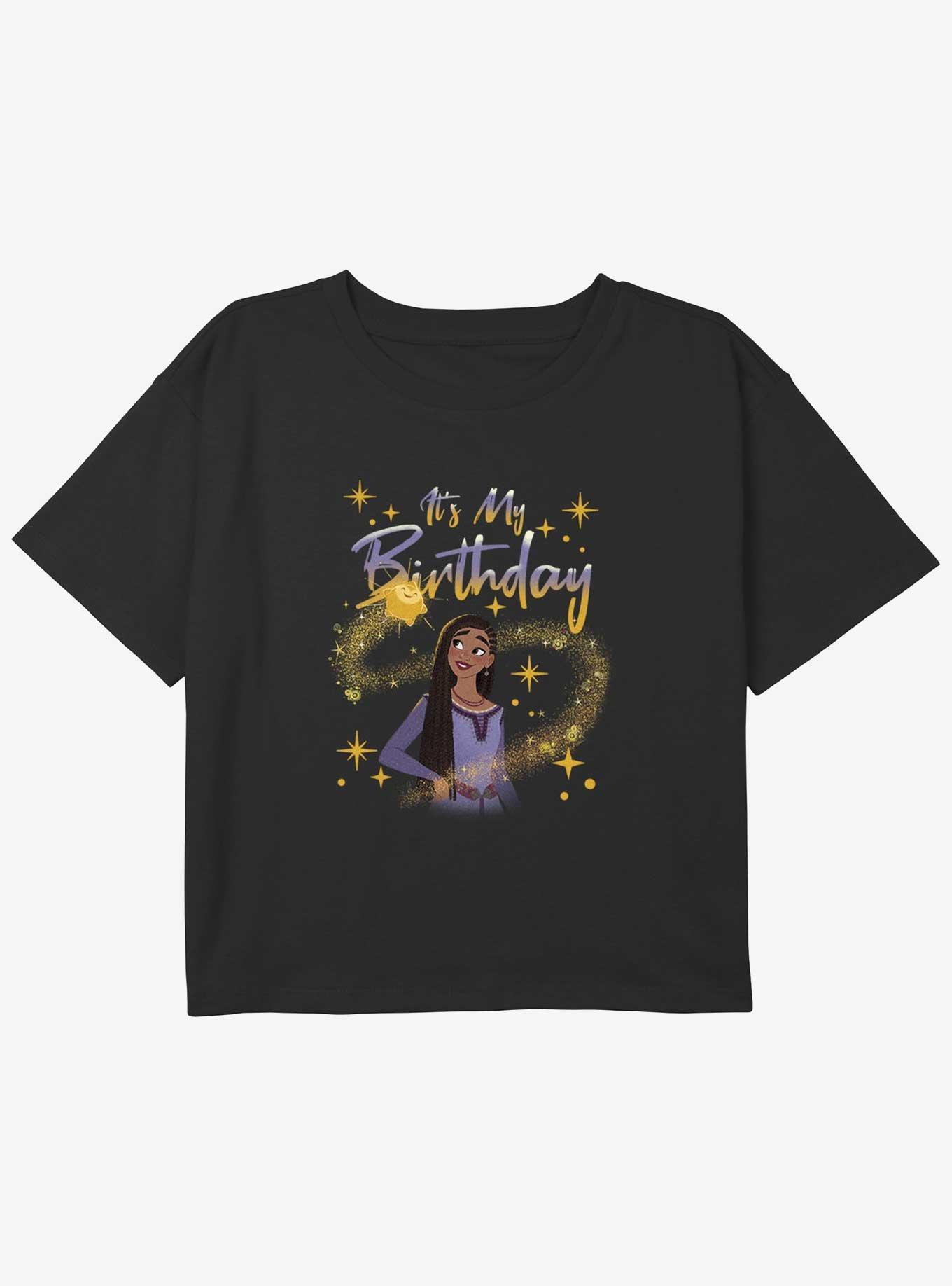 Disney Wish It's My Birthday Wish Girls Youth Crop T-Shirt, BLACK, hi-res