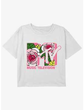 MTV Floral Logo Girls Youth Crop T-Shirt, , hi-res