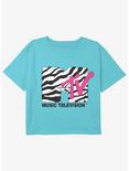 MTV  Animal Print Logo Girls Youth Crop T-Shirt, BLUE, hi-res