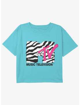 MTV  Animal Print Logo Girls Youth Crop T-Shirt, , hi-res