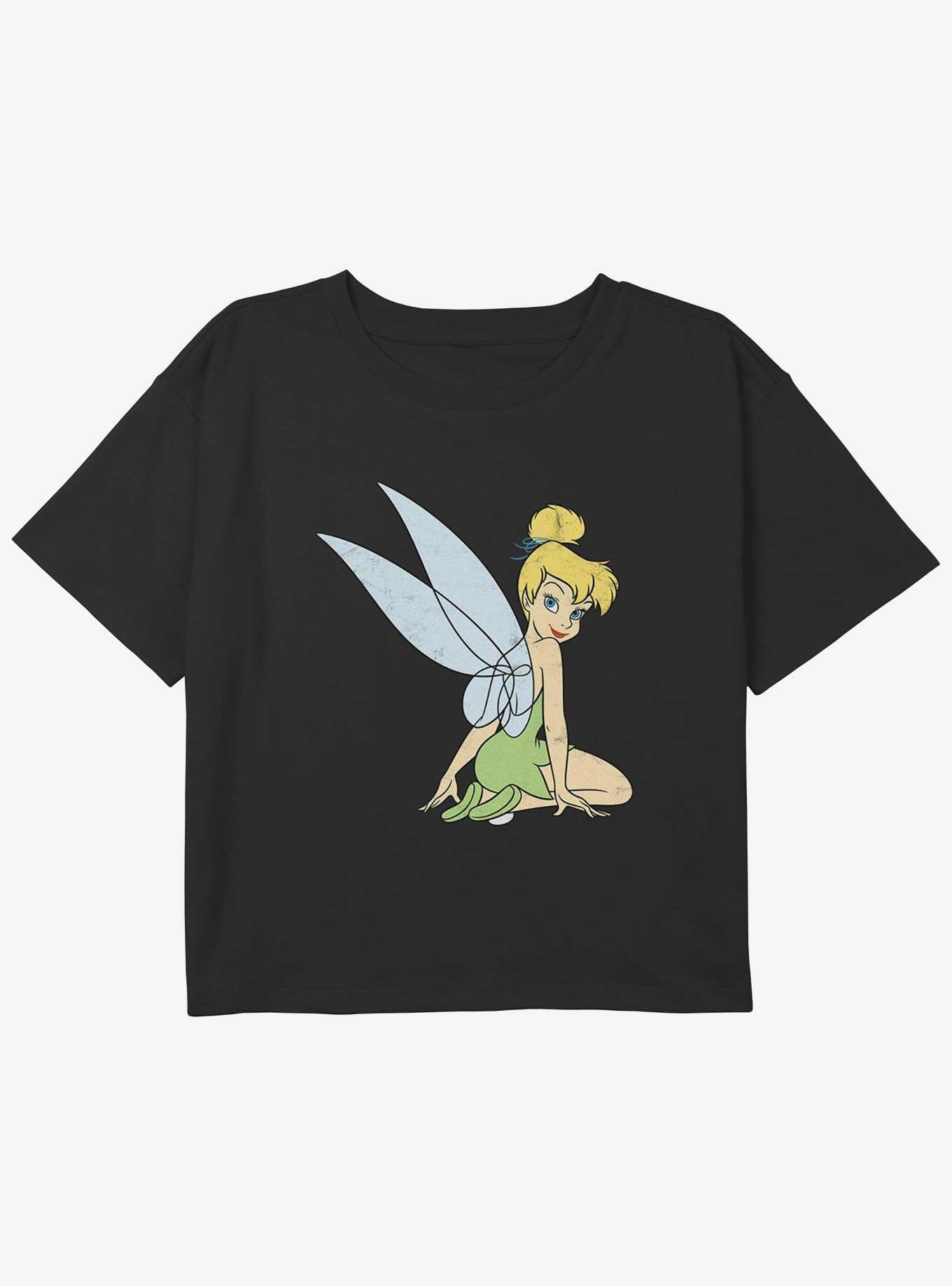Disney Tinker Bell Fairy Wings Girls Youth Crop T-Shirt, BLACK, hi-res