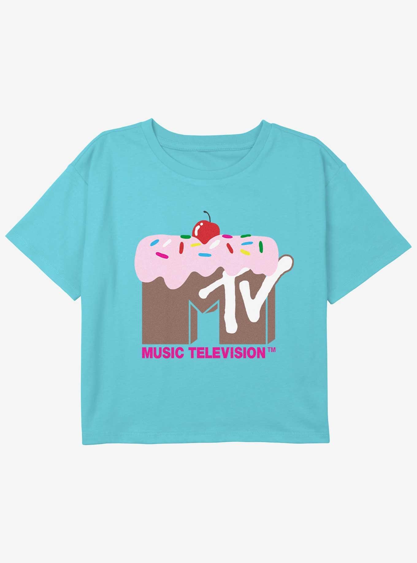 MTV  Ice Cream Logo Girls Youth Crop T-Shirt, BLUE, hi-res