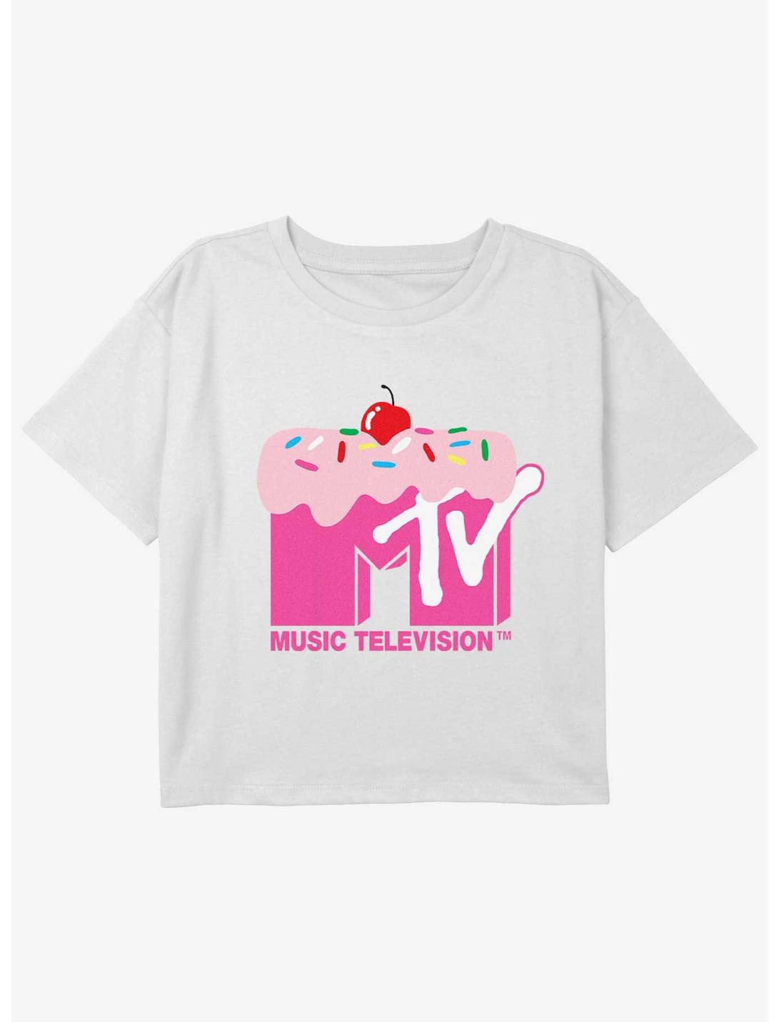 MTV  Sundae Logo Girls Youth Crop T-Shirt, WHITE, hi-res