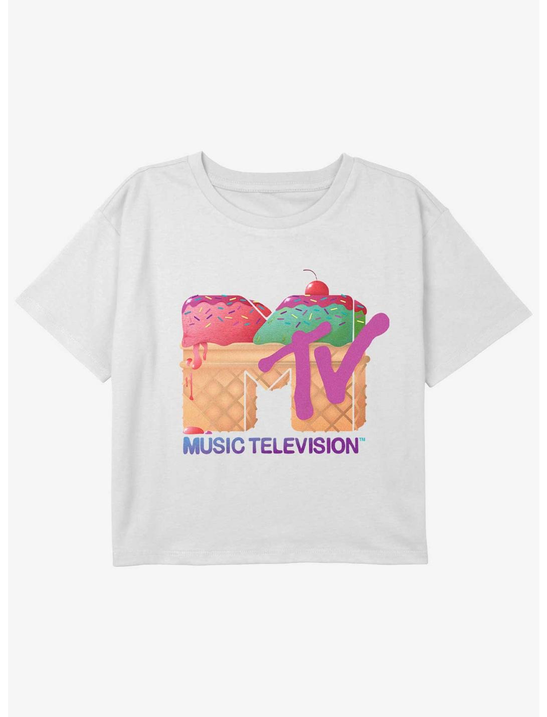 MTV  Sweets Logo Girls Youth Crop T-Shirt, WHITE, hi-res