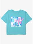 MTV  Tie-Dye Logo Girls Youth Crop T-Shirt, BLUE, hi-res