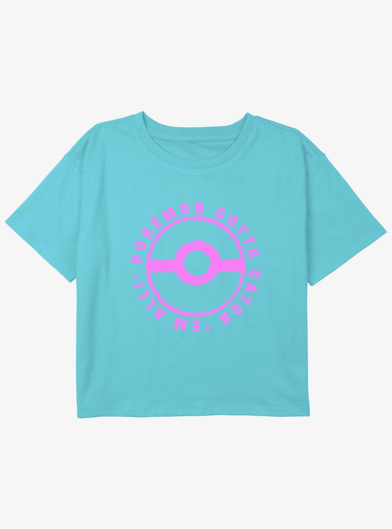 Pokemon Catch Em All Girls Youth Crop T-Shirt, , hi-res