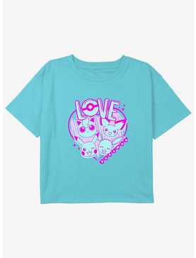 Pokemon Love Neon Girls Youth Crop T-Shirt, , hi-res