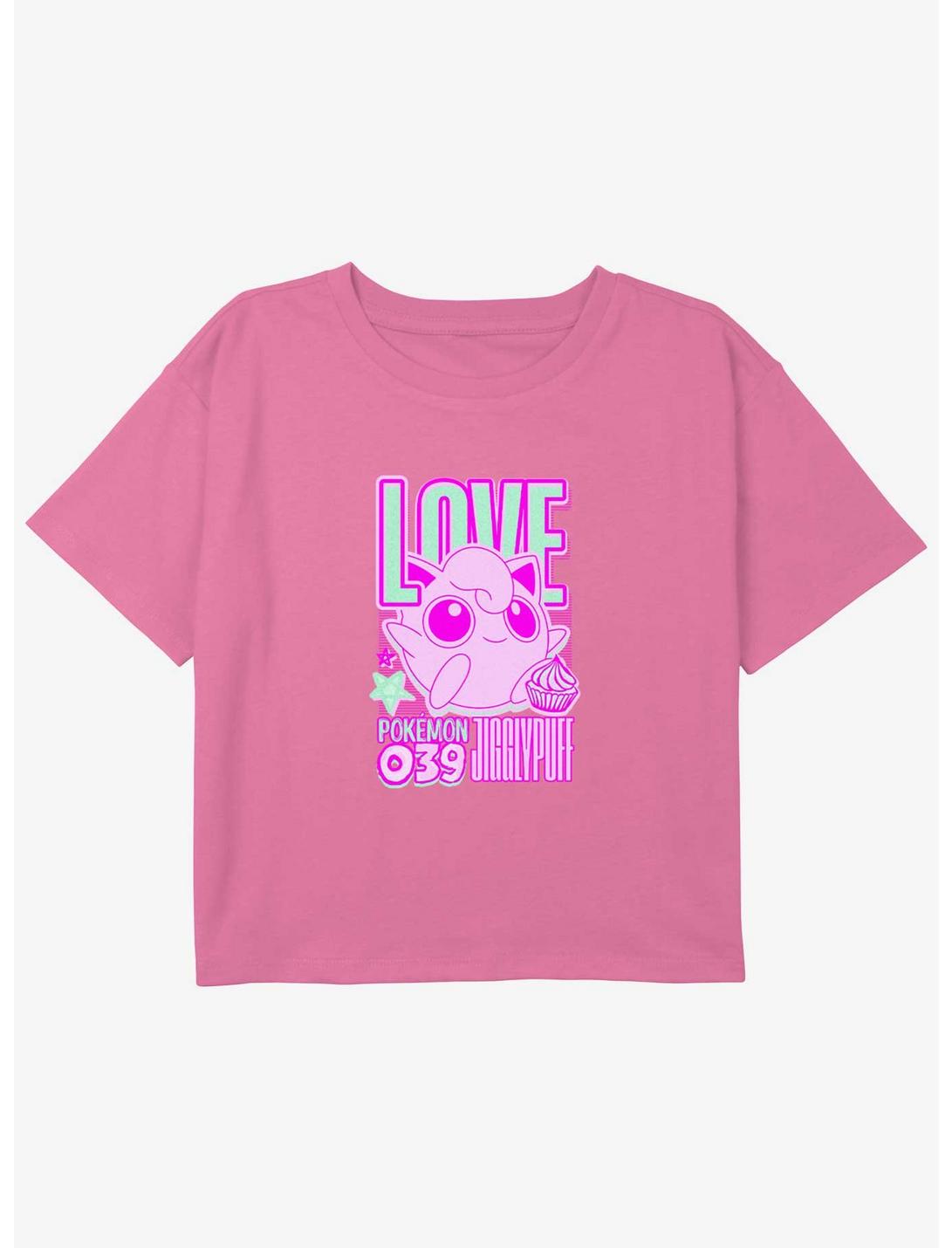 Pokemon Love Jigglypuff Girls Youth Crop T-Shirt, PINK, hi-res