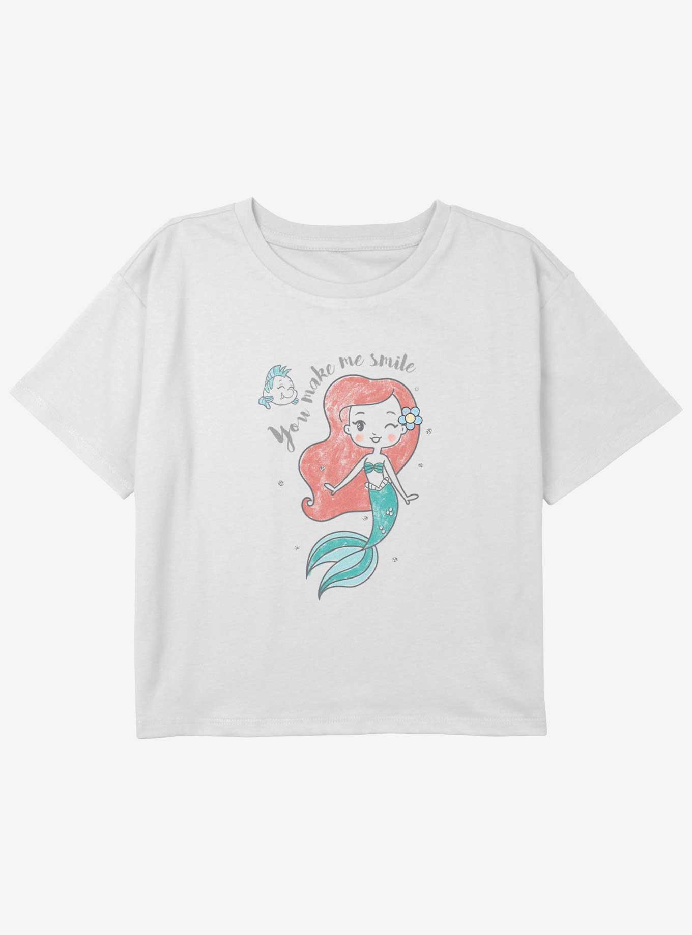 Disney The Little Mermaid Ariel Make Me Smile Girls Youth Crop T-Shirt, , hi-res