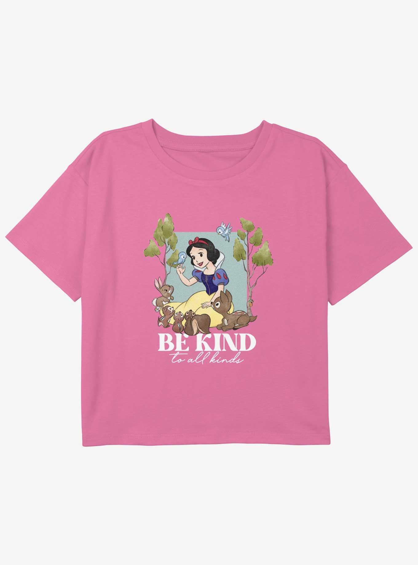 Disney Snow White and the Seven Dwarfs Be Kind Girls Youth Crop T-Shirt, PINK, hi-res