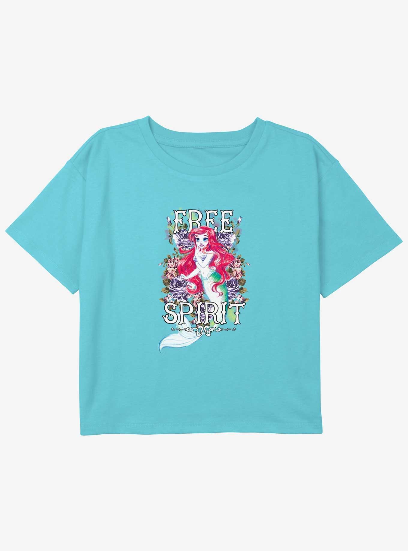 Disney The Little Mermaid Free Spirit Ariel Girls Youth Crop T-Shirt, BLUE, hi-res