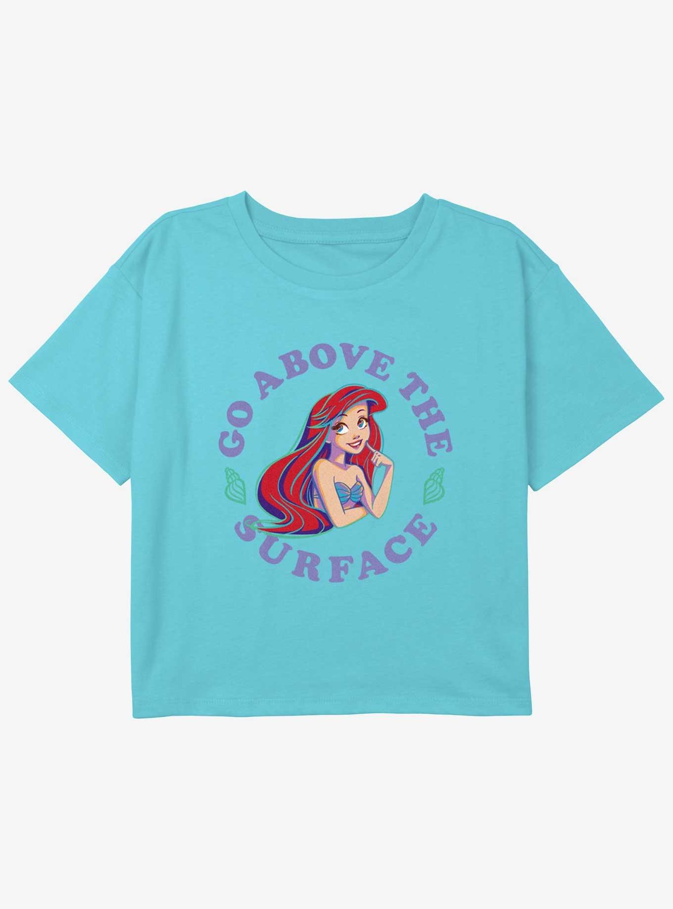 Disney The Little Mermaid Go Above The Surface Girls Youth Crop T-Shirt, BLUE, hi-res