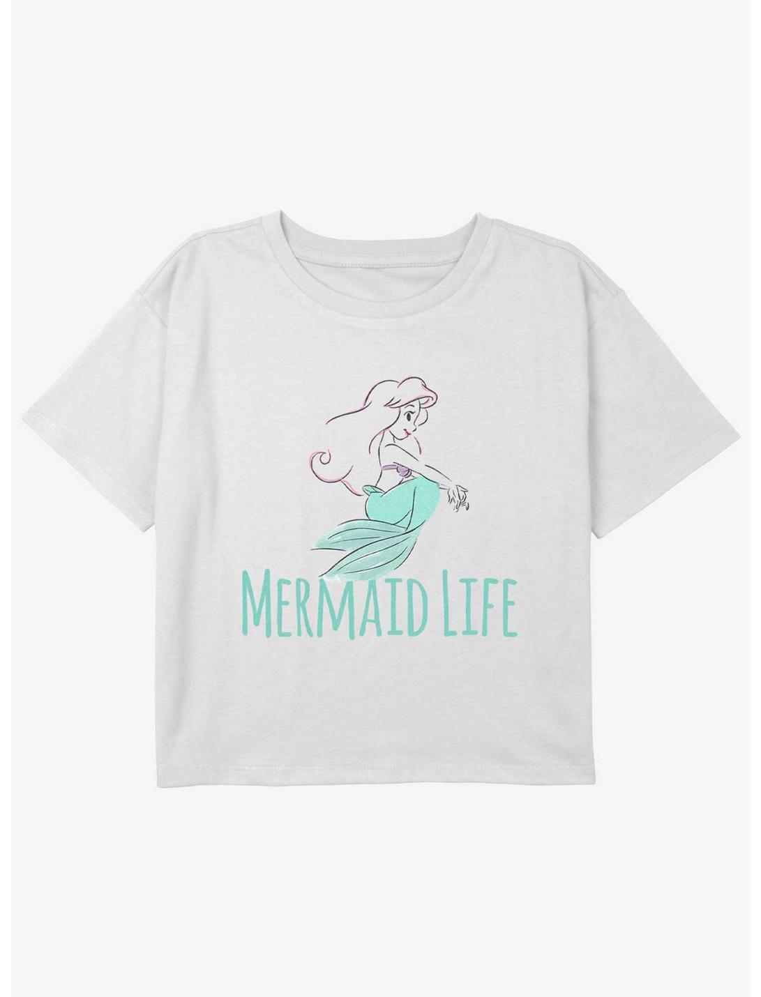 Disney The Little Mermaid Mermaid Life Girls Youth Crop T-Shirt, WHITE, hi-res