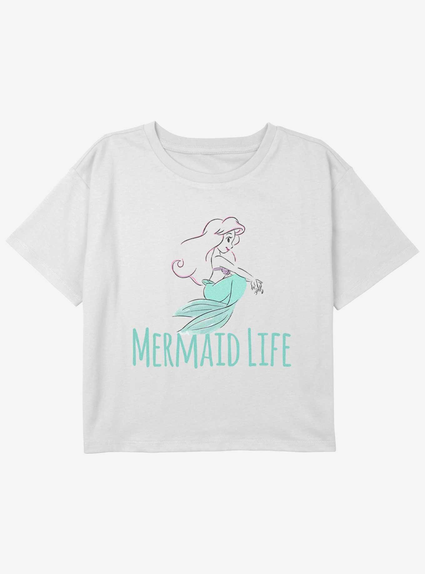 Disney The Little Mermaid Mermaid Life Girls Youth Crop T-Shirt, , hi-res