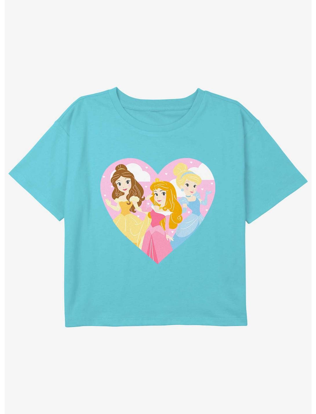 Disney Beauty and the Beast Castle Princess Girls Youth Crop T-Shirt, BLUE, hi-res