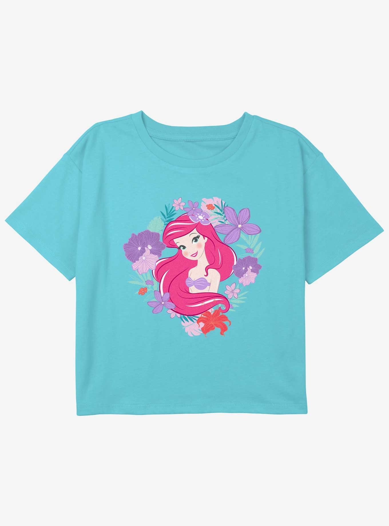 Disney The Little Mermaid Ariel Coralescent Girls Youth Crop T-Shirt, BLUE, hi-res