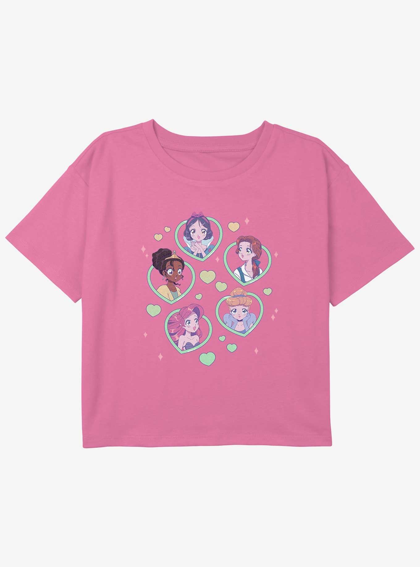 Disney The Little Mermaid Hearts And Princesses Girls Youth Crop T-Shirt, , hi-res