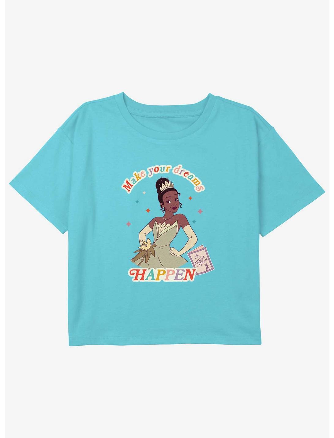 Disney The Princess and the Frog Tiana Make Your Dreams Happen Girls Youth Crop T-Shirt, BLUE, hi-res