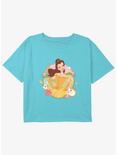 Disney Beauty and the Beast Belle Mrs. Potts And Chip Girls Youth Crop T-Shirt, BLUE, hi-res