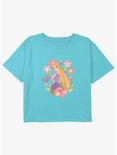 Disney Tangled Rapunzel And Pascal With Flowers Girls Youth Crop T-Shirt, BLUE, hi-res