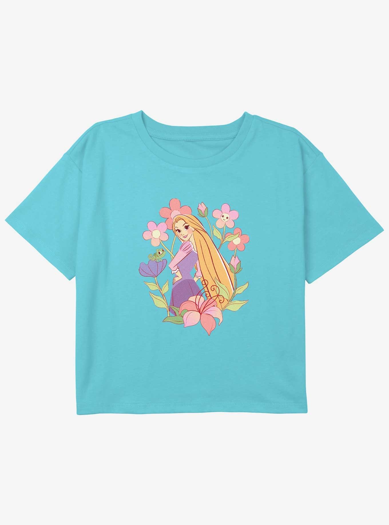 Disney Tangled Rapunzel And Pascal With Flowers Girls Youth Crop T-Shirt, , hi-res