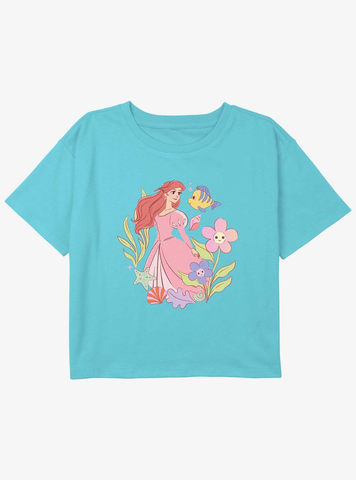 Disney The Little Mermaid Ariel And Flounder Girls Youth Crop T-Shirt, , hi-res