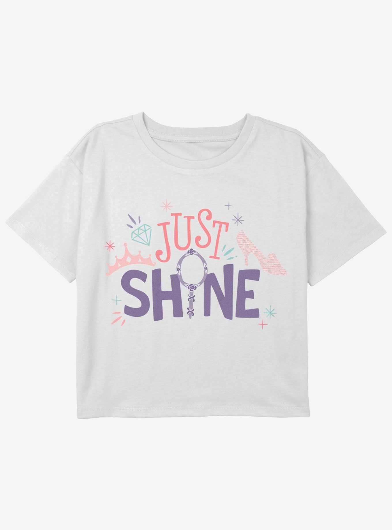 Disney Princesses Just Shine Girls Youth Crop T-Shirt, WHITE, hi-res